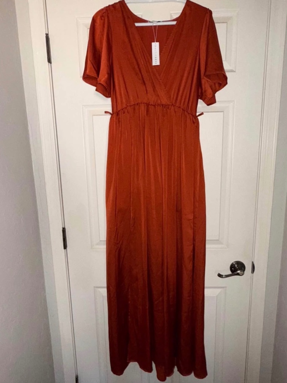 Baltic Born Sicily Satin maxi dress Rust Large